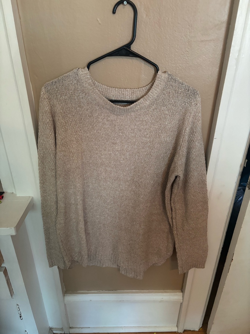 Pink Clover Crewneck Sweater in Light Beige